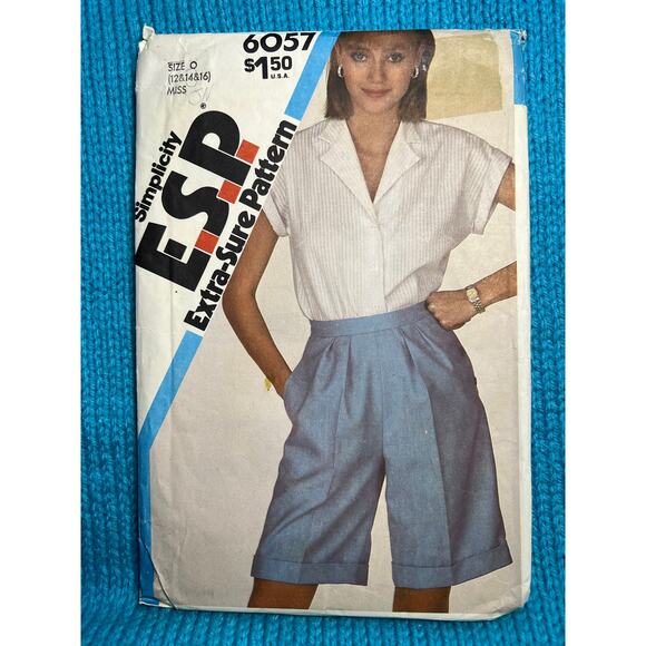 Simplicity 6057 Sewing pattern blouse shorts 1980s size 12 14 - Picture 1 of 6